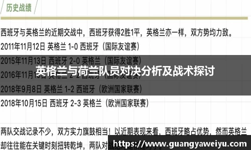 英格兰与荷兰队员对决分析及战术探讨